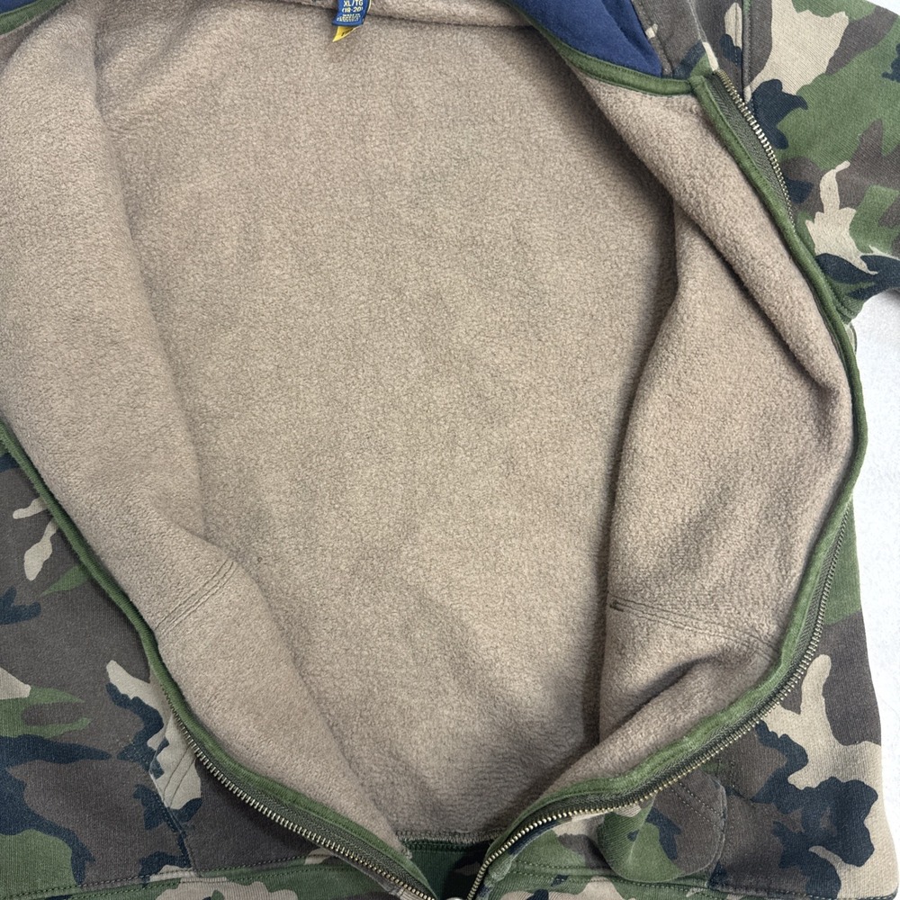 Polo Ralph Lauren Boys Hoodie XL (18-20) Multicolor Camo Fleece Lined Full Zip - Picture 4 of 10